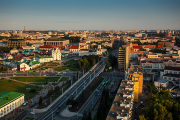 Fototapeta na wymiar The center of Minsk from a high point.