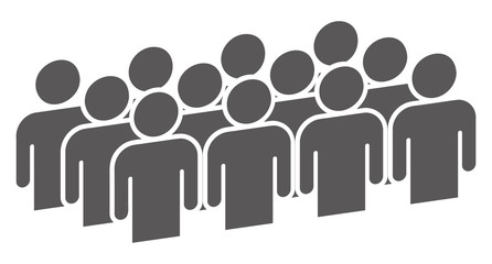 四列に並んでいる人々