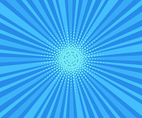Colorful Abstract Rays Background. Blue tones. Vector illustration in retro comic style