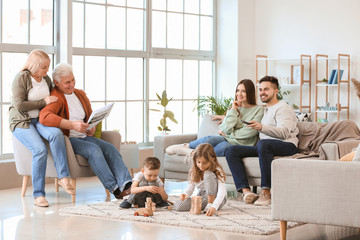Fototapeta premium Big family spending time together at home