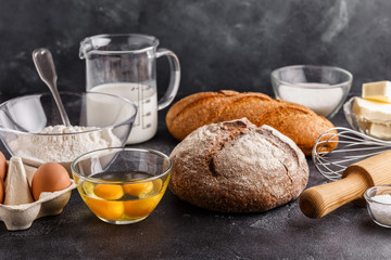 Bakery products -flour, eggs, milk.