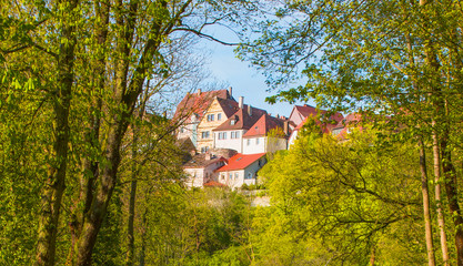 Obraz premium Historic town at Rothenburg Ob Der Tauber, Franconia, Bavaria, Germany