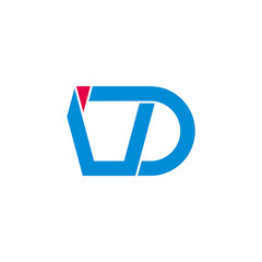 letter ud simple geometric line symbol logo vector