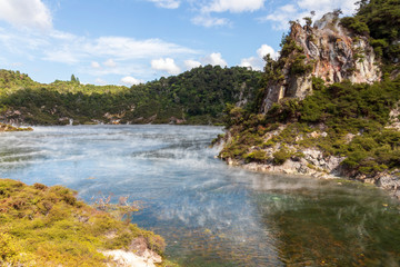 Fototapeta na wymiar Hot springs at Waimangu geothermal park in New Zealand.