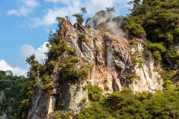 Hot springs at Waimangu geothermal park in New Zealand.
