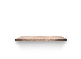 Hardwood shelves isolated on white background. copy space for design with clipping path for your product placement or montage