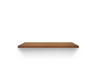 Hardwood shelves isolated on white background. copy space for design with clipping path for your product placement or montage