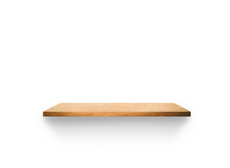 Hardwood shelves isolated on white background. copy space for design with clipping path for your product placement or montage