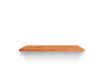 Hardwood shelves isolated on white background. copy space for design with clipping path for your product placement or montage