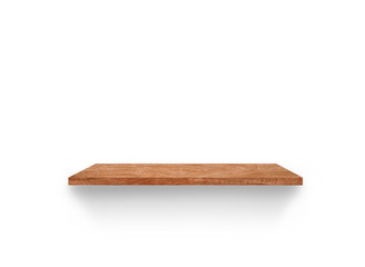 Hardwood shelves isolated on white background. copy space for design with clipping path for your product placement or montage