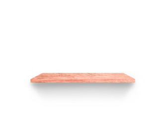 Hardwood shelves isolated on white background. copy space for design with clipping path for your product placement or montage