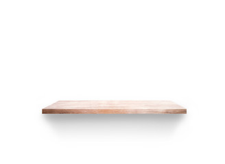 Hardwood shelves isolated on white background. copy space for design with clipping path for your product placement or montage