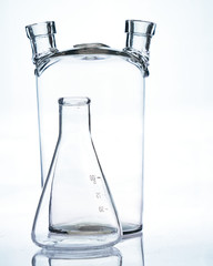 The glass bulb. Chemical flask. Chemical vessels. Glassware.