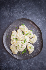 Dumplings, Russian cuisine, Dark background