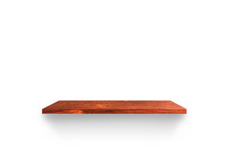 Hardwood shelves isolated on white background. copy space for design with clipping path for your product placement or montage