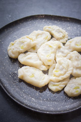 Dumplings, Russian cuisine, Dark background