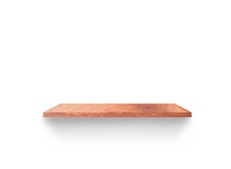 Hardwood shelves isolated on white background. copy space for design with clipping path for your product placement or montage