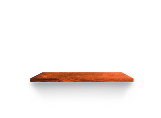 Hardwood shelves isolated on white background. copy space for design with clipping path for your product placement or montage