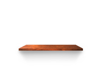 Hardwood shelves isolated on white background. copy space for design with clipping path for your product placement or montage