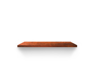 Hardwood shelves isolated on white background. copy space for design with clipping path for your product placement or montage