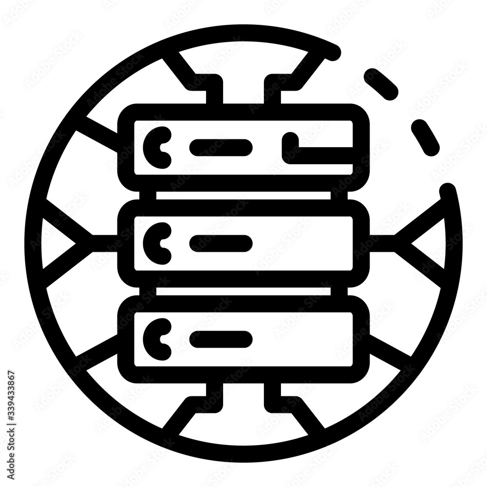 Poster global server data icon. outline global server data vector icon for web design isolated on white bac