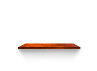 Hardwood shelves isolated on white background. copy space for design with clipping path for your product placement or montage