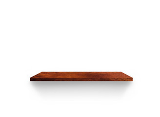 Hardwood shelves isolated on white background. copy space for design with clipping path for your product placement or montage
