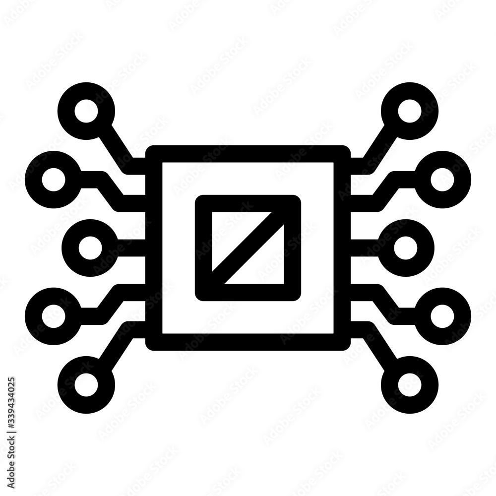 Poster ai processor icon. outline ai processor vector icon for web design isolated on white background