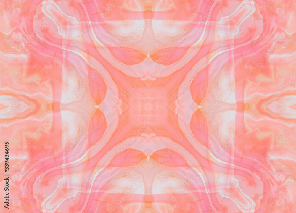 Poster symmetry image. abstraction. digital illustration. psychodelic lsd visual effect. fractals. pink col