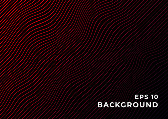 Black background with wavy red gradient lines. Design for banner, wallpaper, website and other graphics. Eps 10.