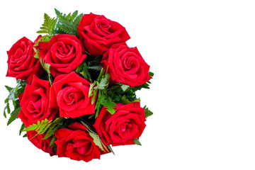bouquet of red roses isolated on white background