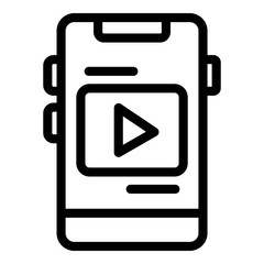 Smartphone video record icon. Outline smartphone video record vector icon for web design isolated on white background