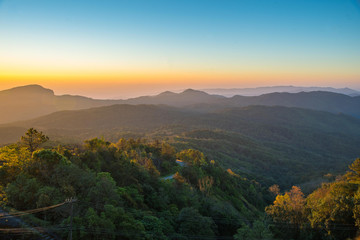 Fototapeta na wymiar sunrise in the mountains of national park Thailand