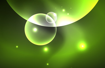 Neon shiny transparent glowing circles with light effects. Techno futuristic vector abstract background For Wallpaper, Banner, Background, Card, Book Illustration, landing page