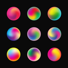 Set of multi-colored gradients on a black background