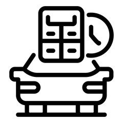 Calculate online taxi icon. Outline calculate online taxi vector icon for web design isolated on white background