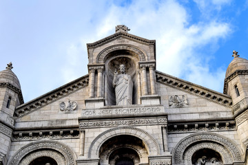 Fototapeta na wymiar Facade detail of the Basilica of the Sacred Heart (Sacre Cœur Basilica) Montmartre, Paris, France