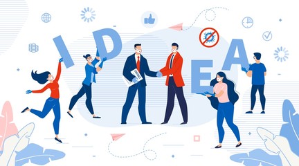 Creative Innovative Idea Generation and Implementation. People Employee Team Holding Letter, Business Partner Handshaking after Making Successful Deal. Contract Negotiation. Startup Investment