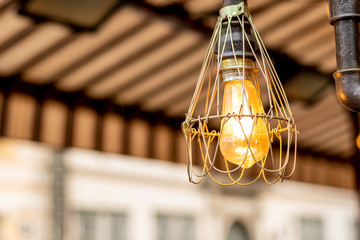Modern lamp from metal with Edison bulb