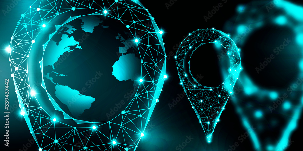 Poster 2d rendering red map pointer