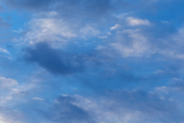 .Clouds in the firmament, evening sunset, clear Sunny day.