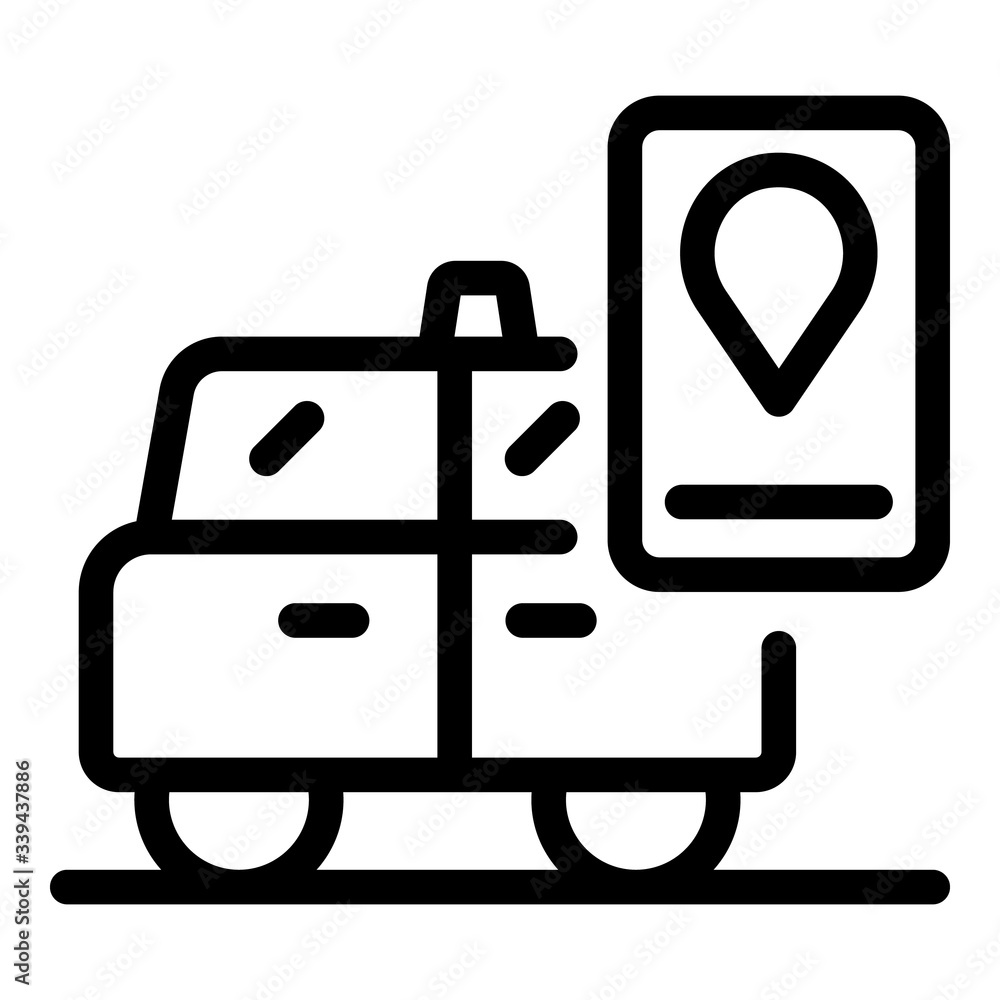 Poster check smart taxi location icon. outline check smart taxi location vector icon for web design isolate