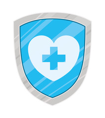 Obraz premium Heart inside shield vector design