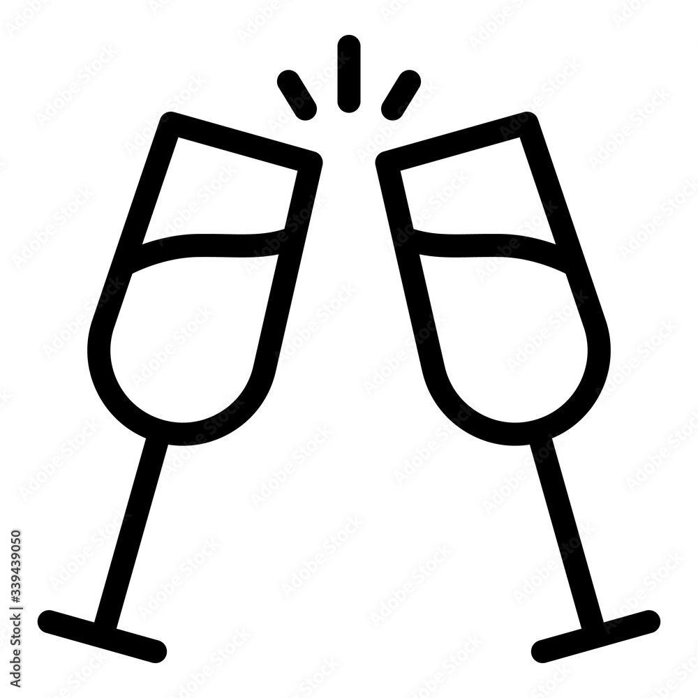 Poster two clinking flutes icon. outline two clinking flutes vector icon for web design isolated on white b