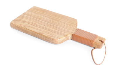 Wooden board on white background