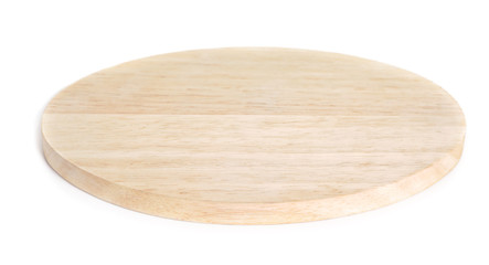 Wooden board on white background