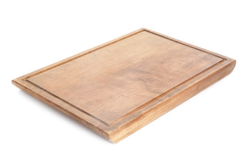 Wooden board on white background