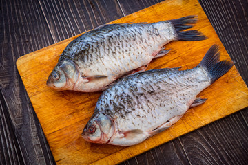 raw cleaned from scales, fish river carp