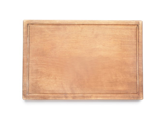 Wooden board on white background