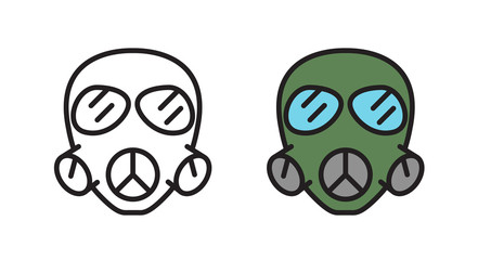 Gas mask icon. Respirator linear symbol in the vector.